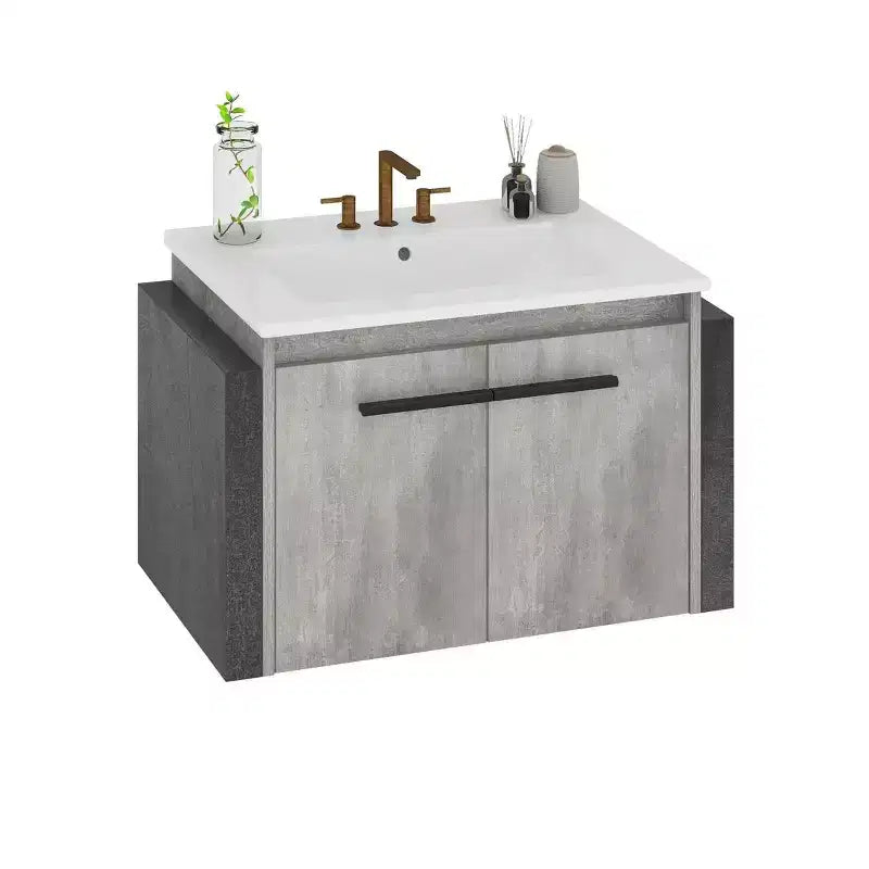 Meuble-lavabo de salle de bain 24 po avec lavabo en céramique Armoire de lavabo murale combinée Meuble de rangement moderne pour salle de bain Meuble de rangement moderne