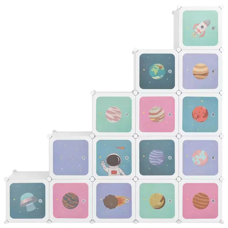 Meuble de rangement cube pour enfants avec 15 cubes organisateurs bibliothèque, PP blanc