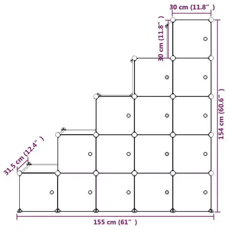 Meuble de rangement cube pour enfants avec 15 cubes organisateurs bibliothèque, PP blanc