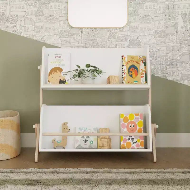 Meuble de rangement et bibliothèque pour enfants avec étagère supérieure et casier inférieur