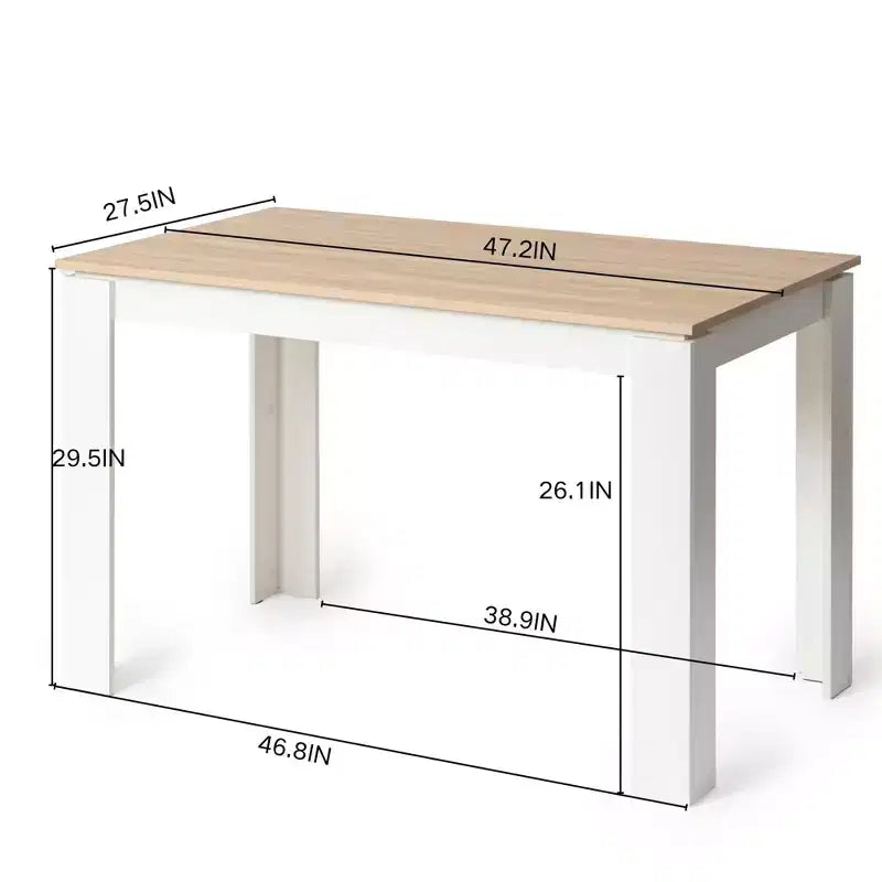Table à manger rectangulaire pour 2 à 4 personnes, Table de cuisine et salle à manger avec cadre en bois, Petits espaces, Appartement, Bureau à domicile, Chêne