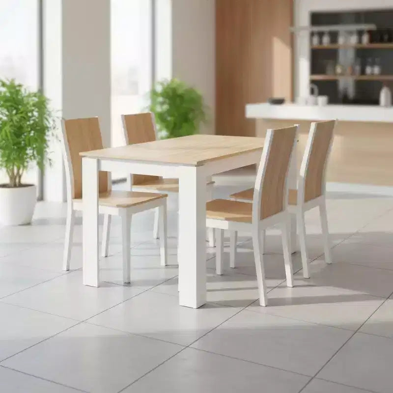 Table à manger rectangulaire pour 2 à 4 personnes, Table de cuisine et salle à manger avec cadre en bois, Petits espaces, Appartement, Bureau à domicile, Chêne