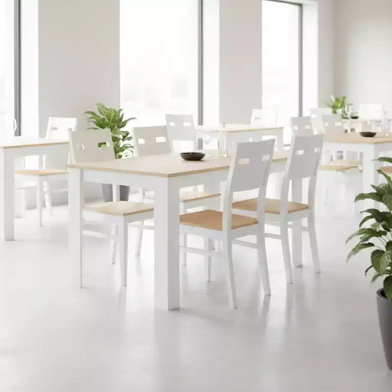 Table à manger rectangulaire pour 2 à 4 personnes, Table de cuisine et salle à manger avec cadre en bois, Petits espaces, Appartement, Bureau à domicile, Chêne