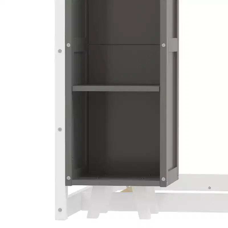 Lit de sol Montessori une place avec barrière de sécurité pour enfants, cadre de lit cabane en bois avec toit et étagères de rangement