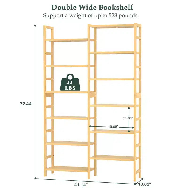 Étagère à livres en bambou de 104 cm avec 12 niveaux ouverts, unité de rangement et de présentation
