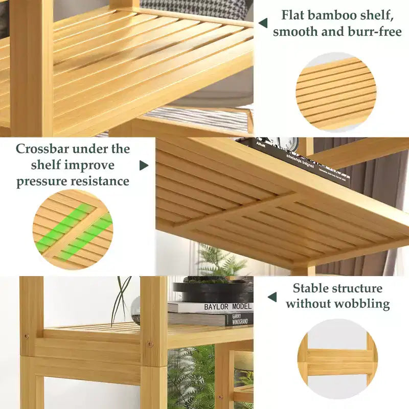 Étagère à livres en bambou de 104 cm avec 12 niveaux ouverts, unité de rangement et de présentation