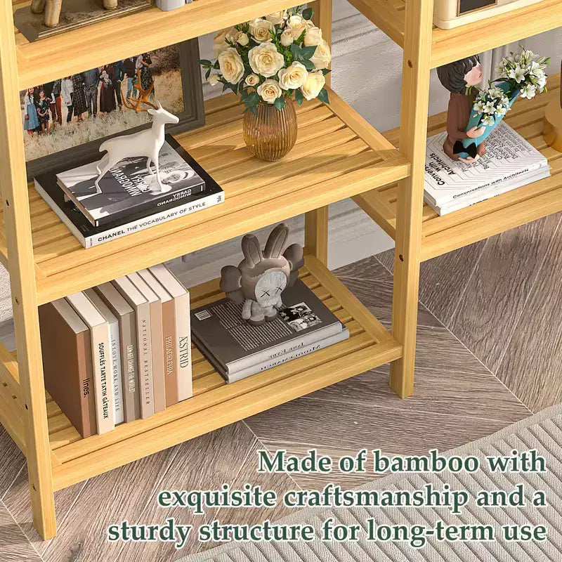 Étagère à livres en bambou de 104 cm avec 12 niveaux ouverts, unité de rangement et de présentation