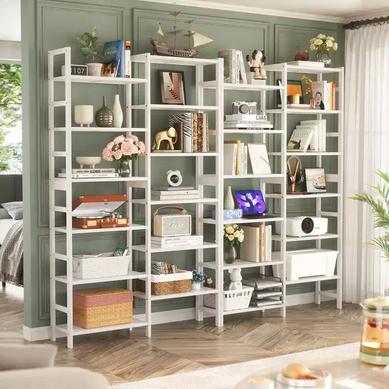 Étagère à livres en bambou de 104 cm avec 12 niveaux ouverts, unité de rangement et de présentation