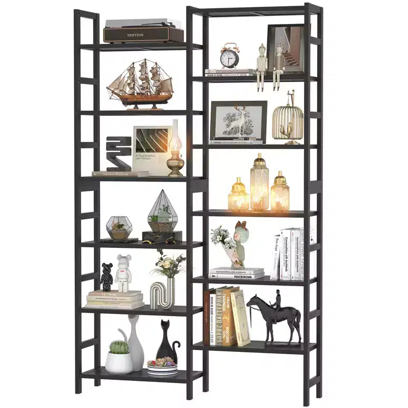 Étagère à livres en bambou de 104 cm avec 12 niveaux ouverts, unité de rangement et de présentation