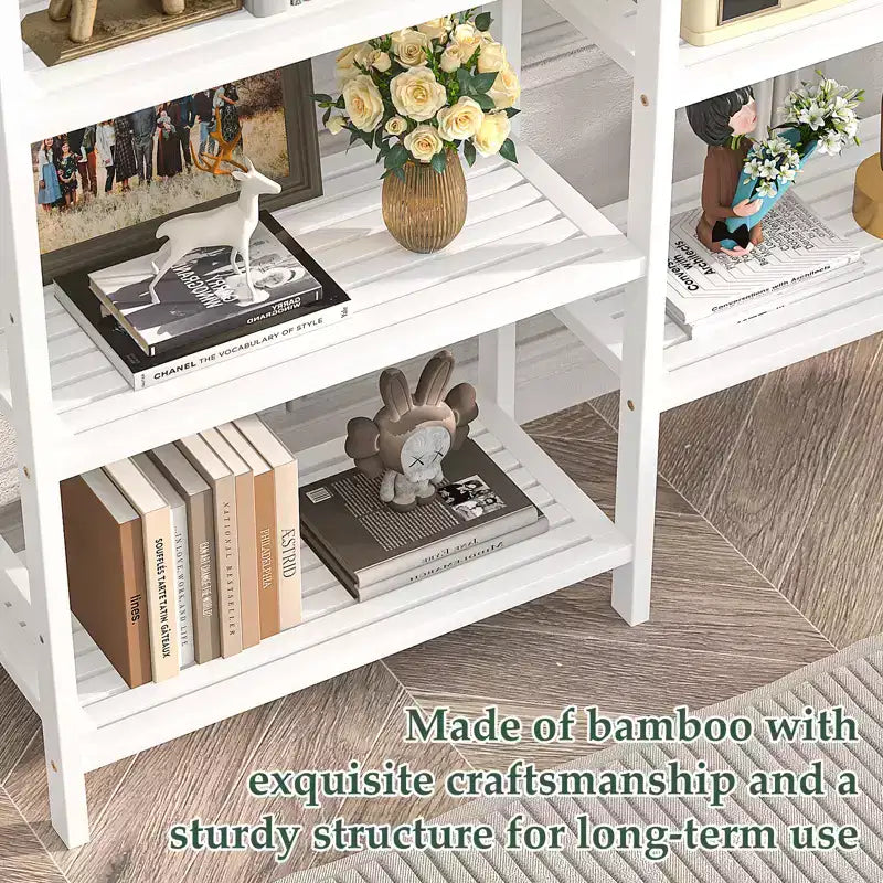 Étagère à livres en bambou de 104 cm avec 12 niveaux ouverts, unité de rangement et de présentation