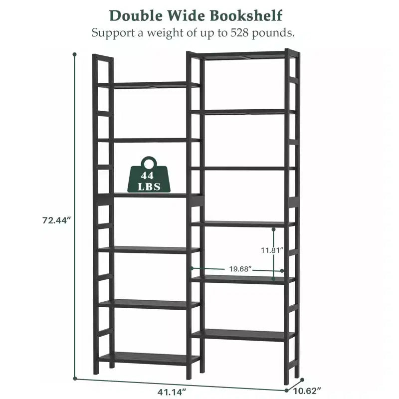 Étagère à livres en bambou de 104 cm avec 12 niveaux ouverts, unité de rangement et de présentation