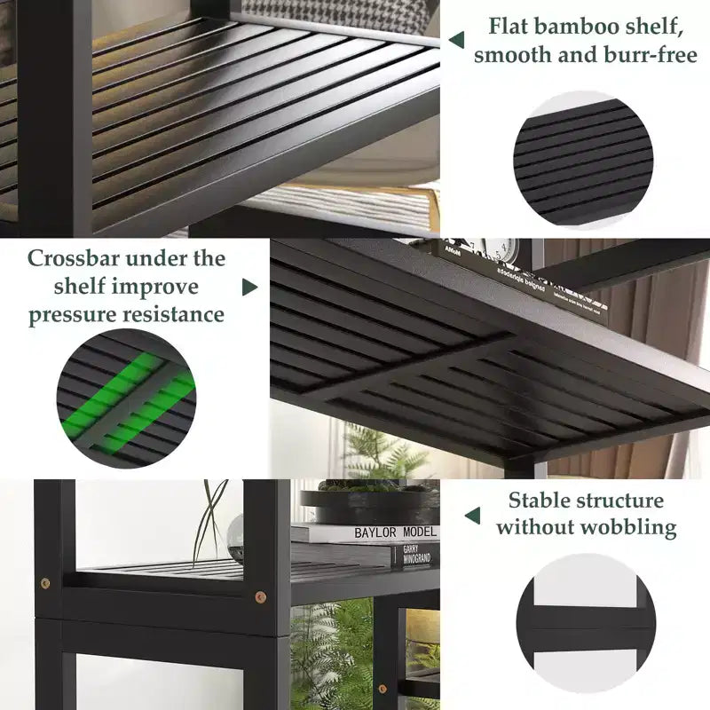 Étagère à livres en bambou de 104 cm avec 12 niveaux ouverts, unité de rangement et de présentation