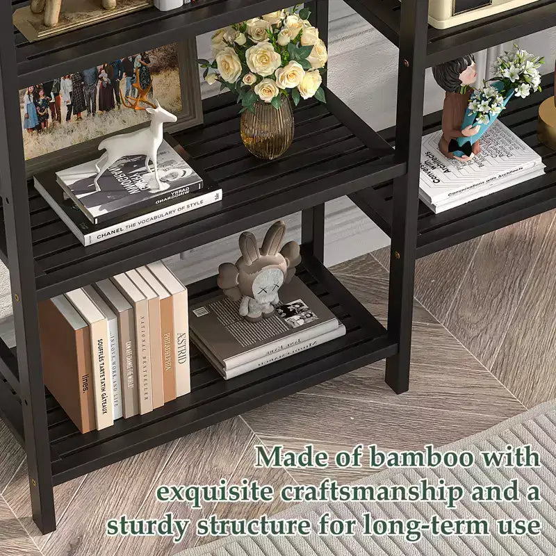 Étagère à livres en bambou de 104 cm avec 12 niveaux ouverts, unité de rangement et de présentation