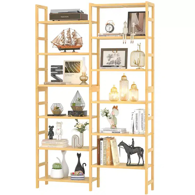 Étagère à livres en bambou de 104 cm avec 12 niveaux ouverts, unité de rangement et de présentation