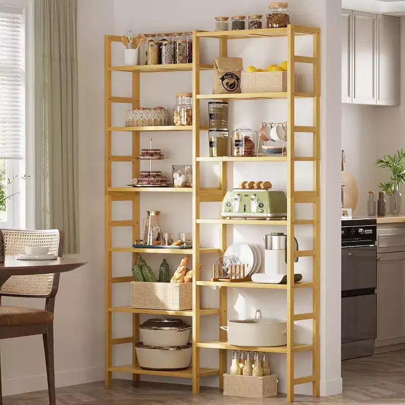 Étagère à livres en bambou de 104 cm avec 12 niveaux ouverts, unité de rangement et de présentation