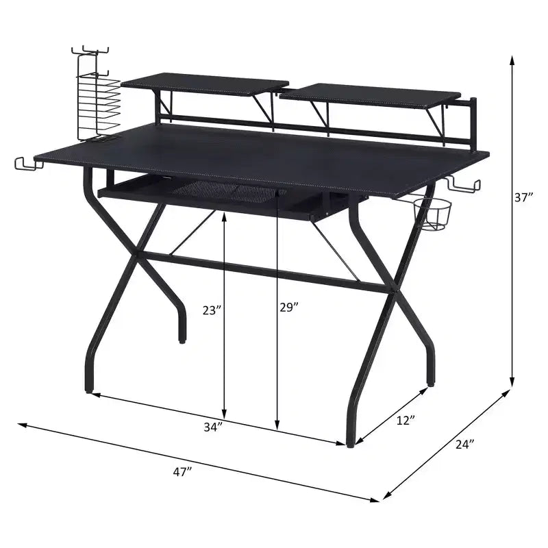 Bureau assis-debout en acier noir, hauteur 45 po