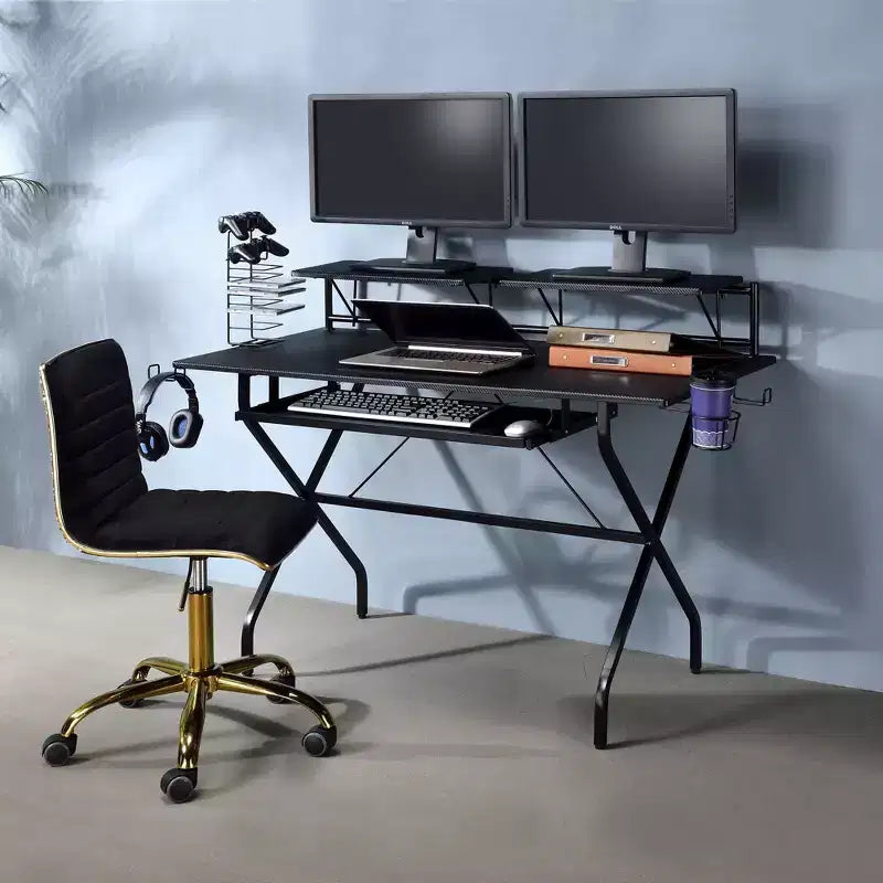 Bureau assis-debout en acier noir, hauteur 45 po