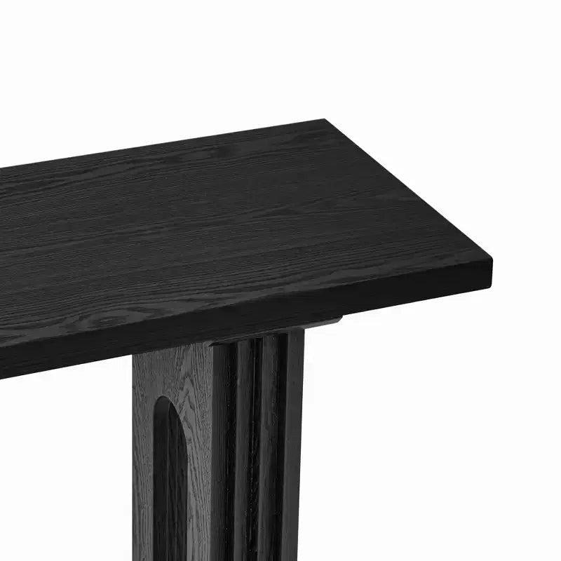Console unique avec pieds ronds creux, Table d'entrée moderne en bois pour salon et entrée