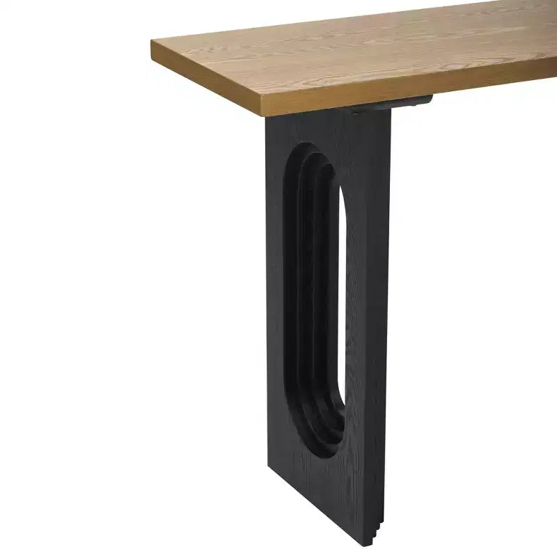 Console unique avec pieds ronds creux, Table d'entrée moderne en bois pour salon et entrée