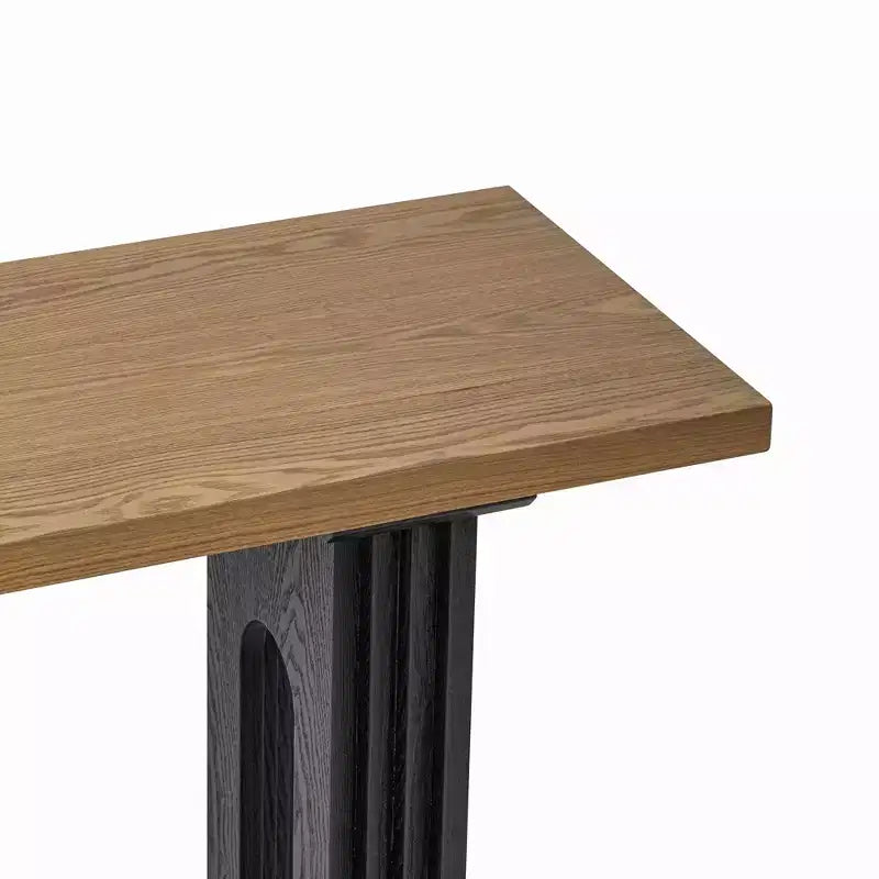Console unique avec pieds ronds creux, Table d'entrée moderne en bois pour salon et entrée