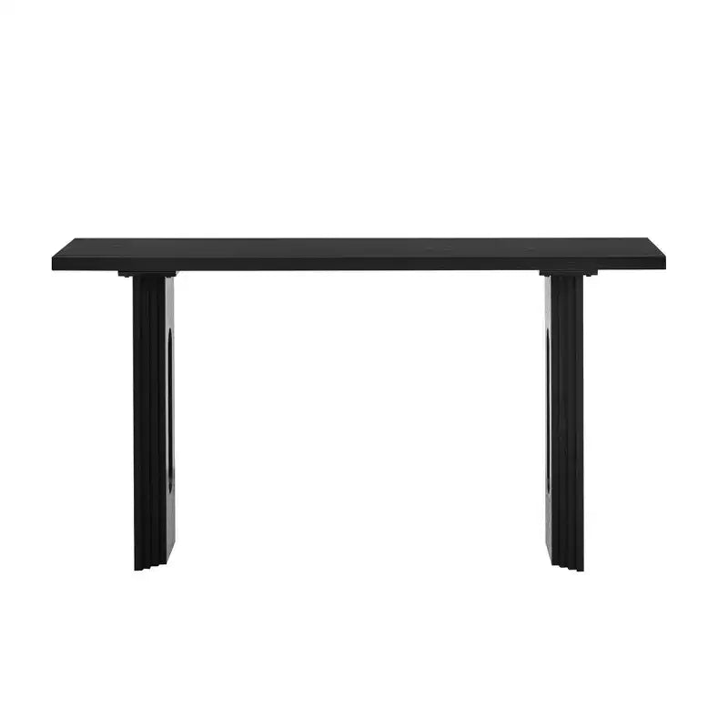 Console unique avec pieds ronds creux, Table d'entrée moderne en bois pour salon et entrée