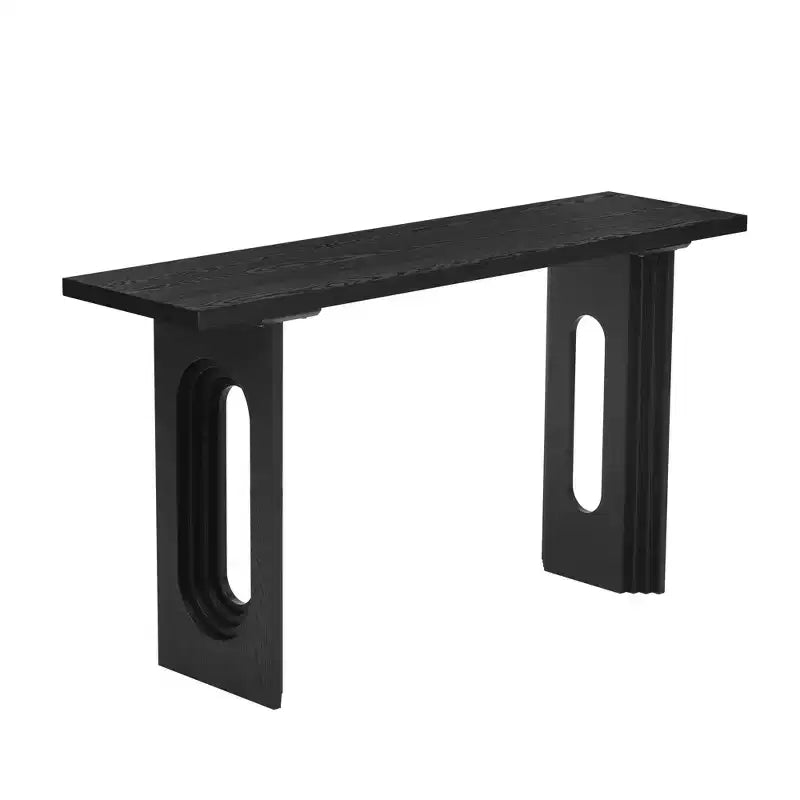 Console unique avec pieds ronds creux, Table d'entrée moderne en bois pour salon et entrée