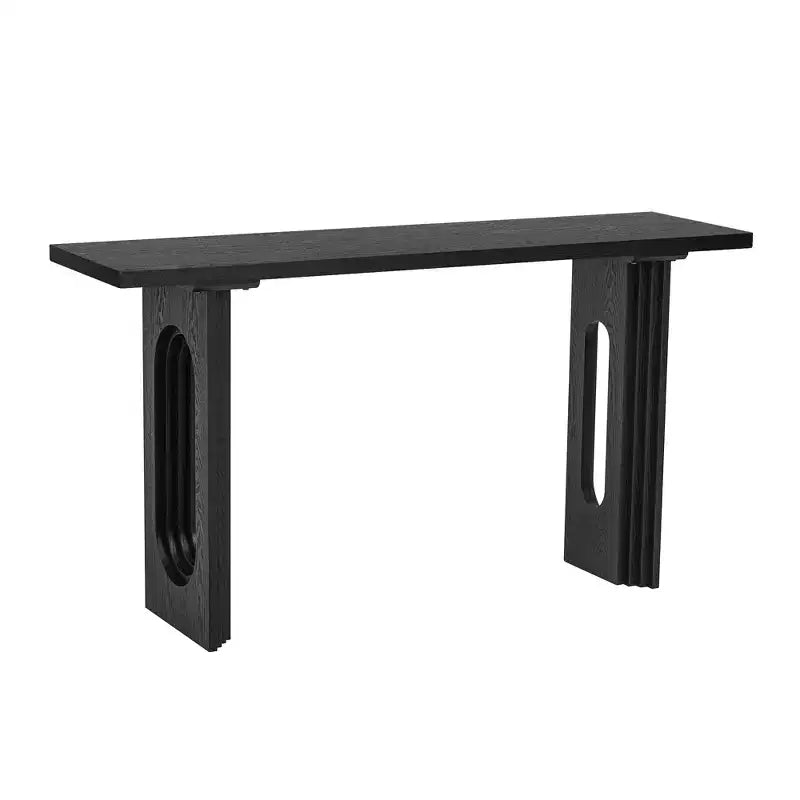 Console unique avec pieds ronds creux, Table d'entrée moderne en bois pour salon et entrée