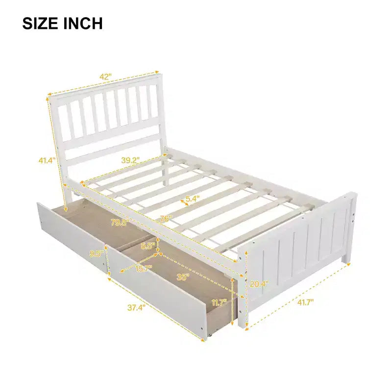 Lit plateforme simple avec 2 tiroirs de rangement