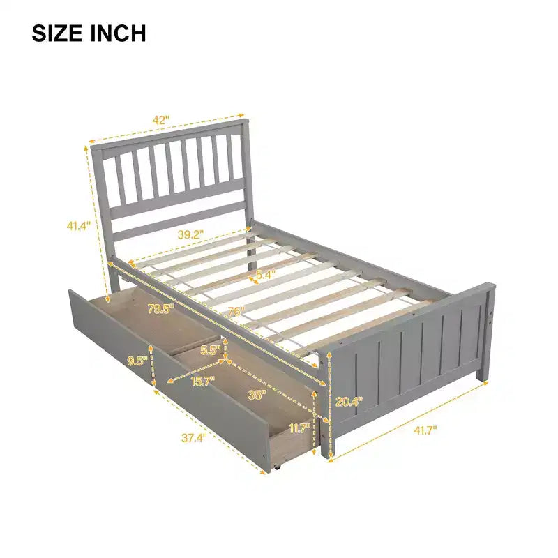 Lit plateforme simple avec 2 tiroirs de rangement