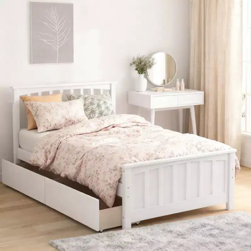 Lit plateforme simple avec 2 tiroirs de rangement