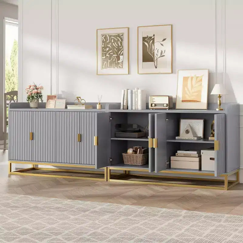 Buffet de rangement d'appoint avec 4 portes, table de buffet moderne pour salon, cuisine, salle à manger