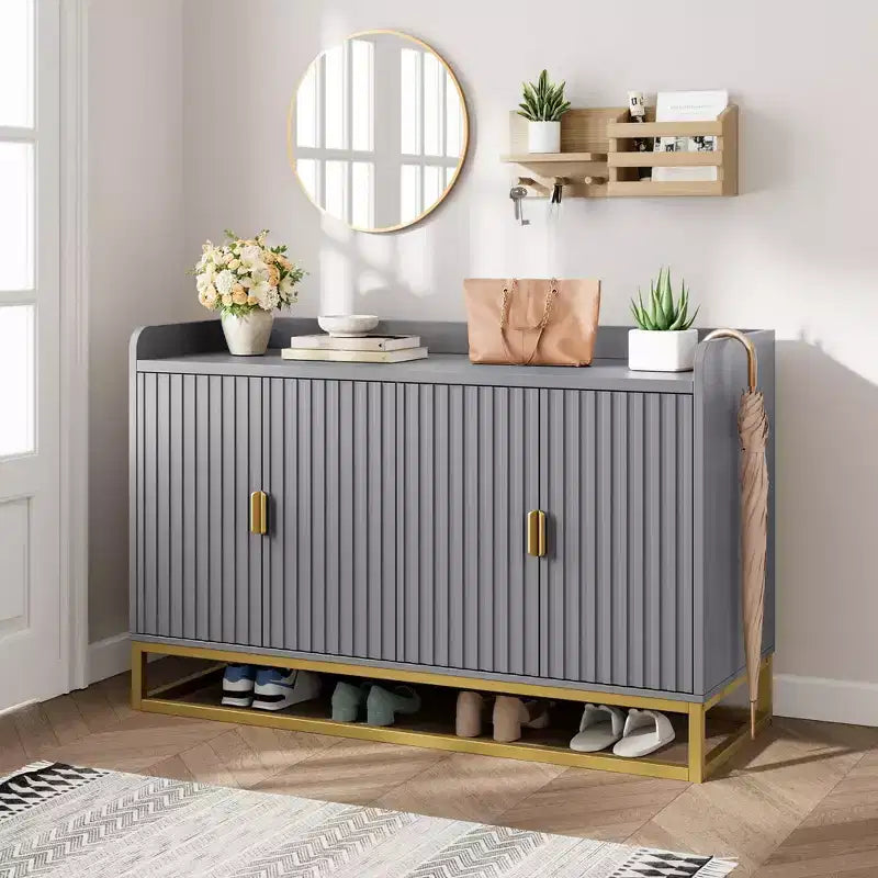 Buffet de rangement d'appoint avec 4 portes, table de buffet moderne pour salon, cuisine, salle à manger