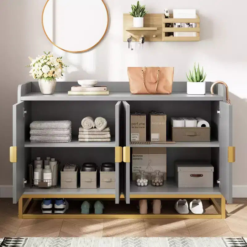 Buffet de rangement d'appoint avec 4 portes, table de buffet moderne pour salon, cuisine, salle à manger