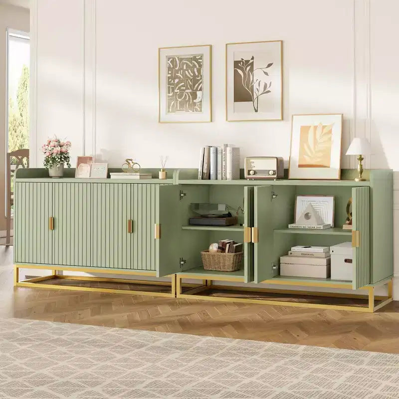 Buffet de rangement d'appoint avec 4 portes, table de buffet moderne pour salon, cuisine, salle à manger