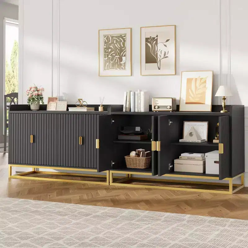 Buffet de rangement d'appoint avec 4 portes, table de buffet moderne pour salon, cuisine, salle à manger