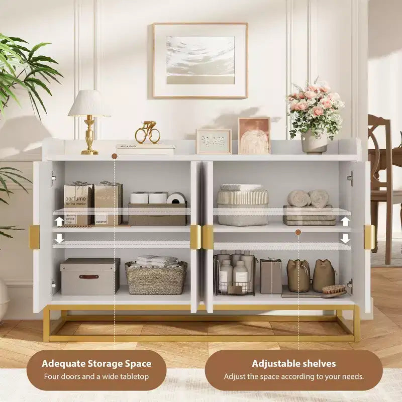 Buffet de rangement d'appoint avec 4 portes, table de buffet moderne pour salon, cuisine, salle à manger