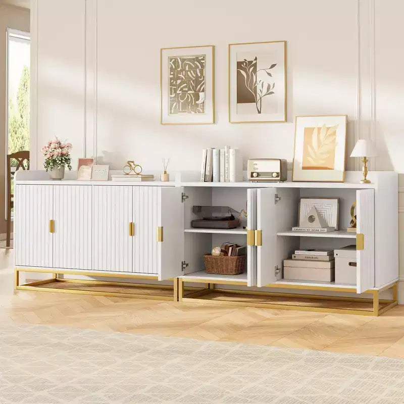 Buffet de rangement d'appoint avec 4 portes, table de buffet moderne pour salon, cuisine, salle à manger