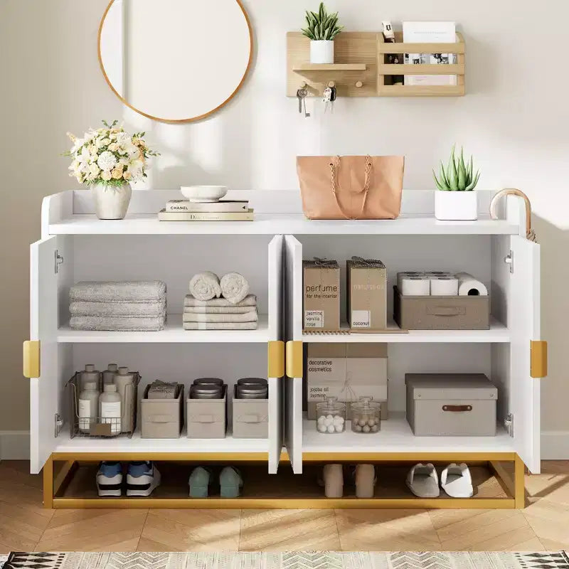 Buffet de rangement d'appoint avec 4 portes, table de buffet moderne pour salon, cuisine, salle à manger