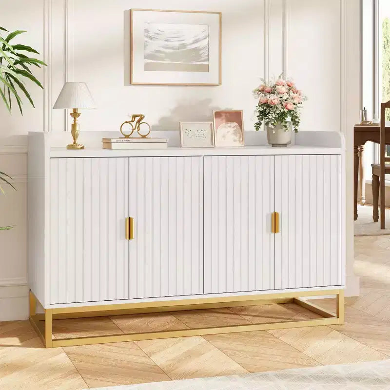 Buffet de rangement d'appoint avec 4 portes, table de buffet moderne pour salon, cuisine, salle à manger