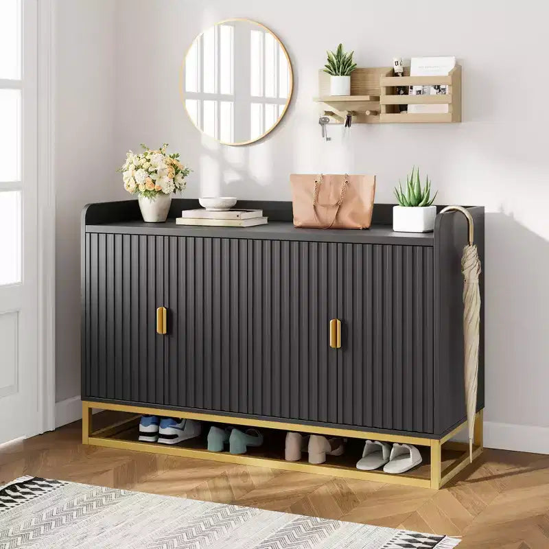 Buffet de rangement d'appoint avec 4 portes, table de buffet moderne pour salon, cuisine, salle à manger