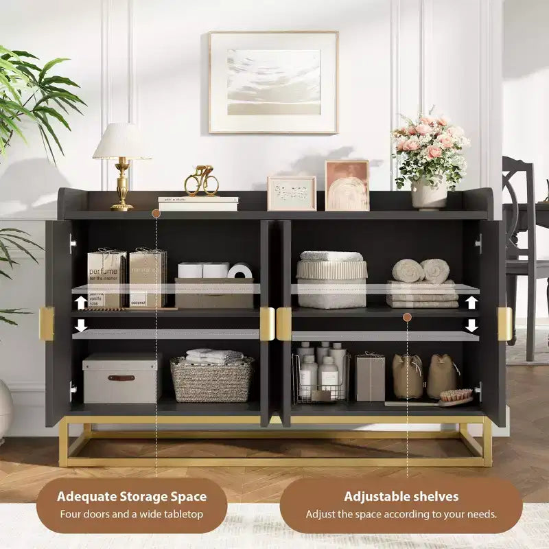 Buffet de rangement d'appoint avec 4 portes, table de buffet moderne pour salon, cuisine, salle à manger