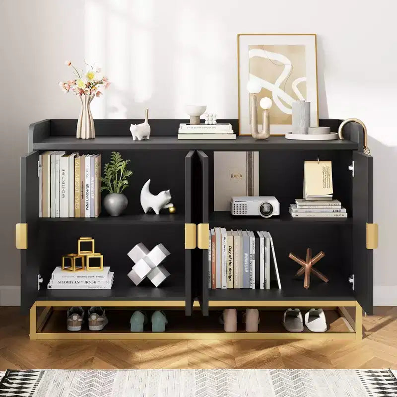 Buffet de rangement d'appoint avec 4 portes, table de buffet moderne pour salon, cuisine, salle à manger