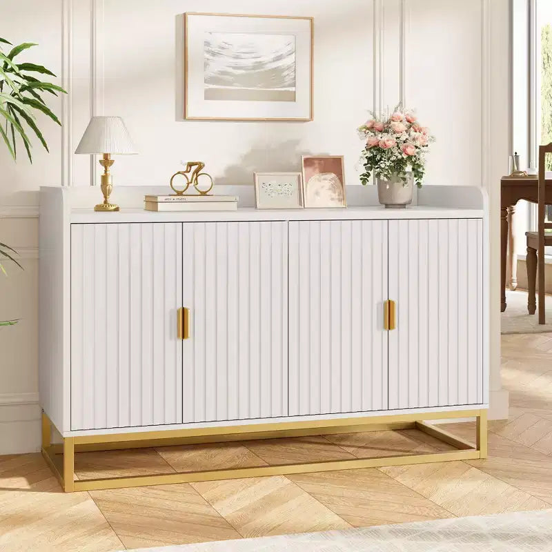 Buffet de rangement d'appoint avec 4 portes, table de buffet moderne pour salon, cuisine, salle à manger
