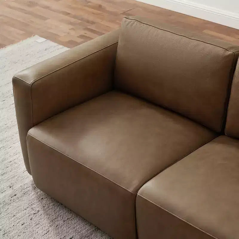 Canapé sectionnel modulaire 3 places de luxe en cuir véritable