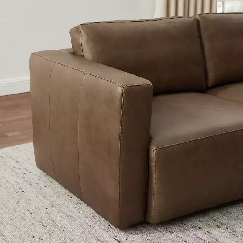 Canapé sectionnel modulaire 3 places de luxe en cuir véritable