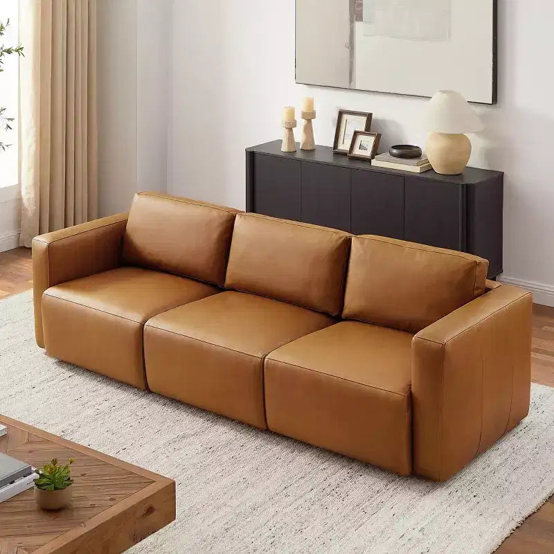 Canapé sectionnel modulaire 3 places de luxe en cuir véritable