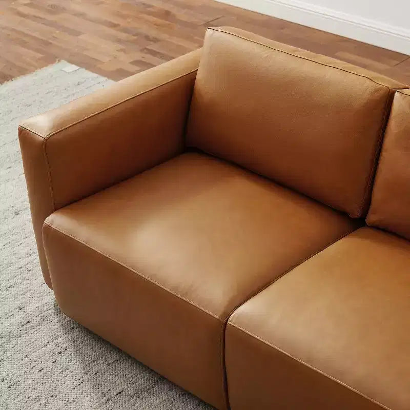 Canapé sectionnel modulaire 3 places de luxe en cuir véritable