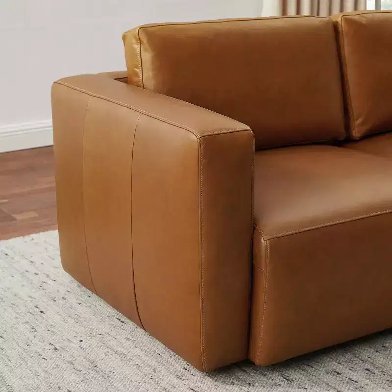 Canapé sectionnel modulaire 3 places de luxe en cuir véritable
