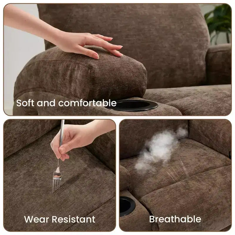 Fauteuil inclinable, fauteuil inclinable à bascule pivotant à 360° pour adultes avec massage et chaleur, fauteuils à bascule électriques