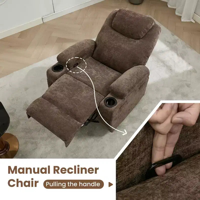 Fauteuil inclinable, fauteuil inclinable à bascule pivotant à 360° pour adultes avec massage et chaleur, fauteuils à bascule électriques